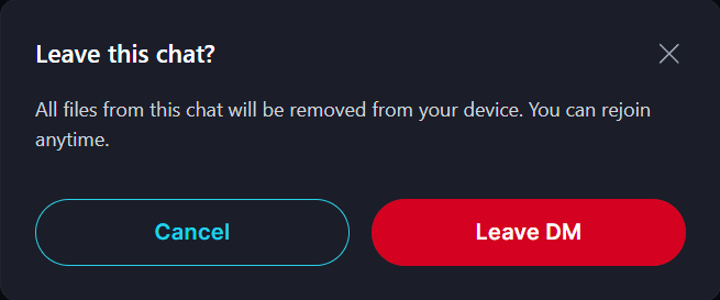 Messaging on Keet ✉️ Before leaving, you’ll be asked to confirm that all media files and chat history will be deleted from your ….