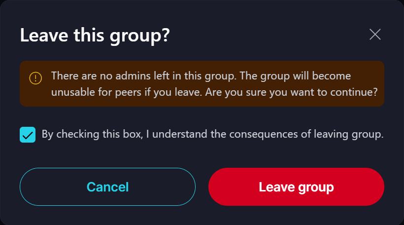 Admin Responsibilities π Before leaving the group, assign another member as Administrator so the group continues to function.
