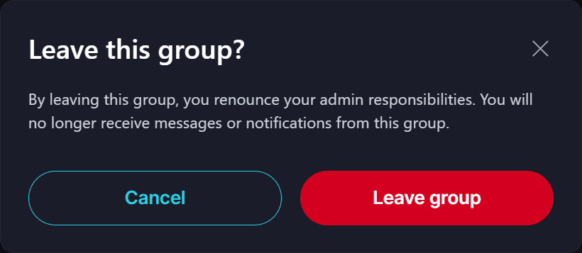 Admin Responsibilities π Group members can renounce their admin capabilities by leaving the group or by downgrading to Moderator or β¦.