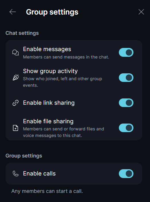 Create a Group π² Enable calls.