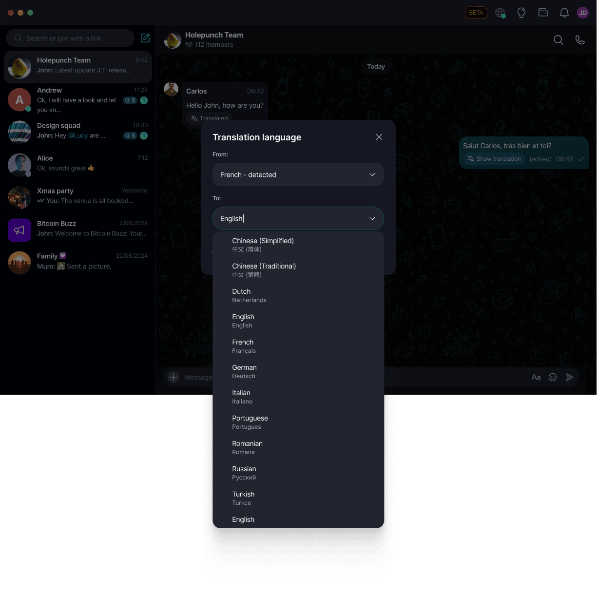 Translate Messages π Β· Desktop Choose a different target language.